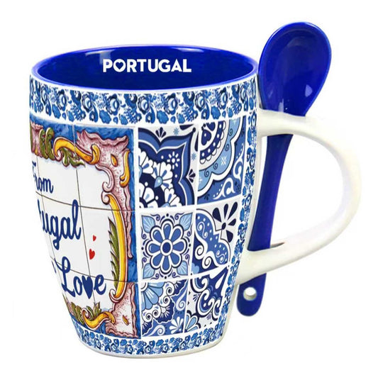 Caneca em Cerâmica c/Colher - 11cm - Portugal HR-002-7