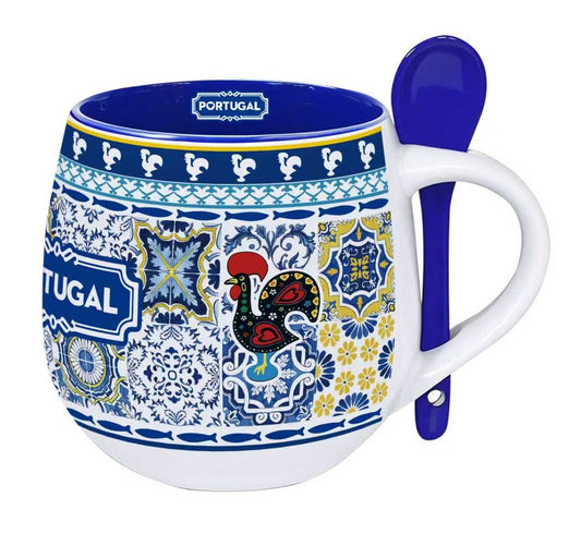 Caneca c/ Colher de Cerâmica - 10.5cm - Portugal HR-014-6