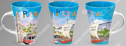 Caneca de Cerâmica c/Colher 12cm - Portugal - YC33413C