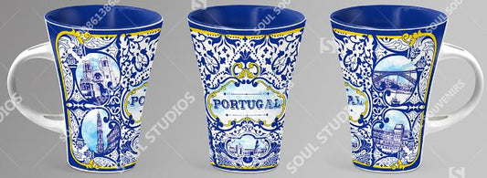 Caneca de Cerâmica c/Colher 12cm - Portugal - YC33414C