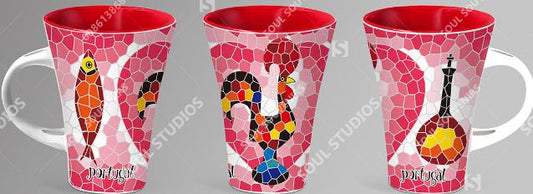 Caneca de Cerâmica c/Colher 12cm - Portugal - YC33417C