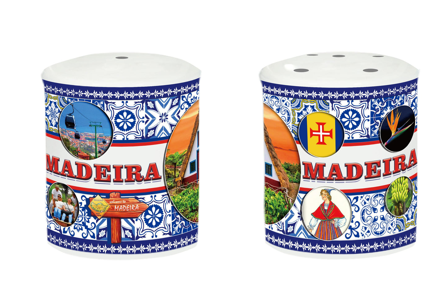 Saleiros de Porcelana 6cm 2 em 1 - Madeira - HR-011-3